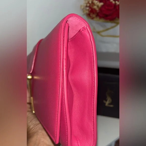 Yves Saint Laurent Pink Clutch with Gold Accents - Picture 3 of 9